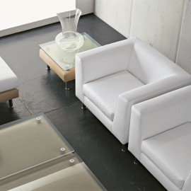 Canapé design 2 places en cuir blanc