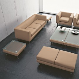 Canapé design 2 places en cuir beige
